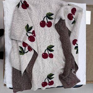 Nicole Miller 100% Cotton Cherries Throw Blanket